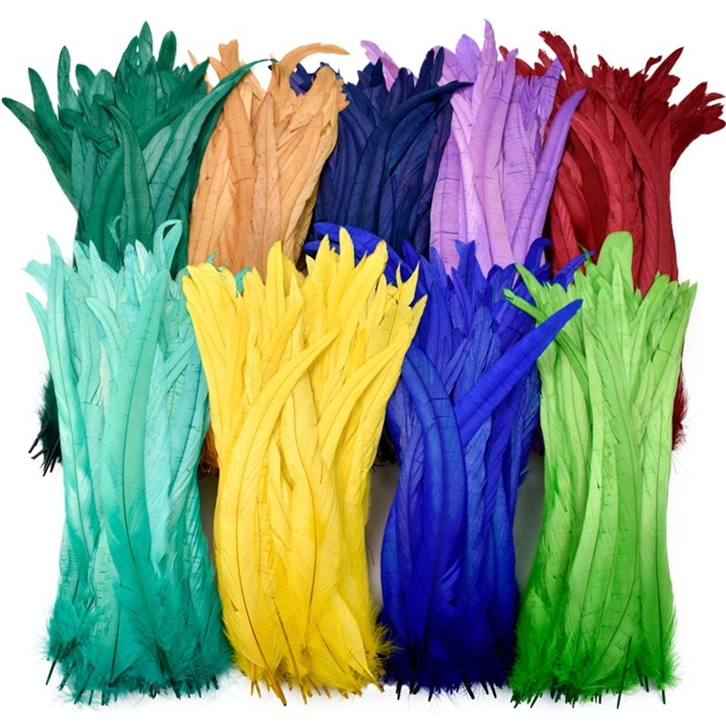 Atacado 50 Pçs/Lote Penas De Galo Para Artesanato Preto Grande Pena De Faisão Frango Carnaval Acessórios Decoração Roupa