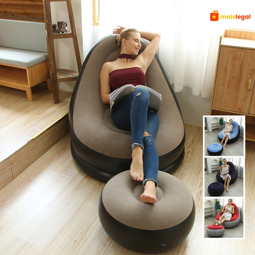 Conjunto Ultra Lounge Puff Inflável Portátil Poltrona e Sofá Descanso Preguiçoso