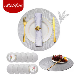 Belifou Kit 10 Individuais De Mesa Em PVC Mesa De Jantar Prata 38CM - Matio em Oferta na Shopee