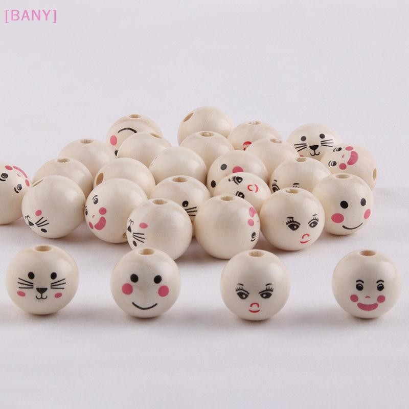 [BANY] 10 Peças De Madeira Impressa Cor Rosto Sorridente Boneca Contas Soltas Acessórios De Joias Faça Você Mesmo Expres em Oferta na Shopee