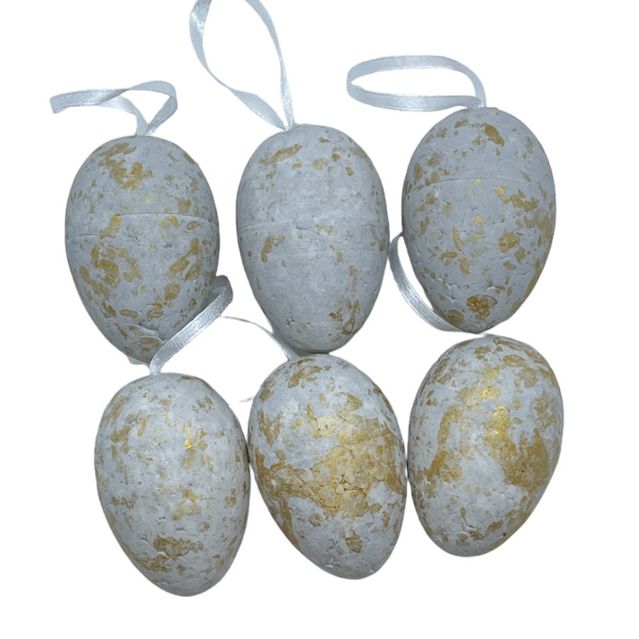Ovos de Páscoa Cinza com Respingos Dourados para Pendurar - 5,5cm - 6 unidades - Rizzo em Oferta na Shopee