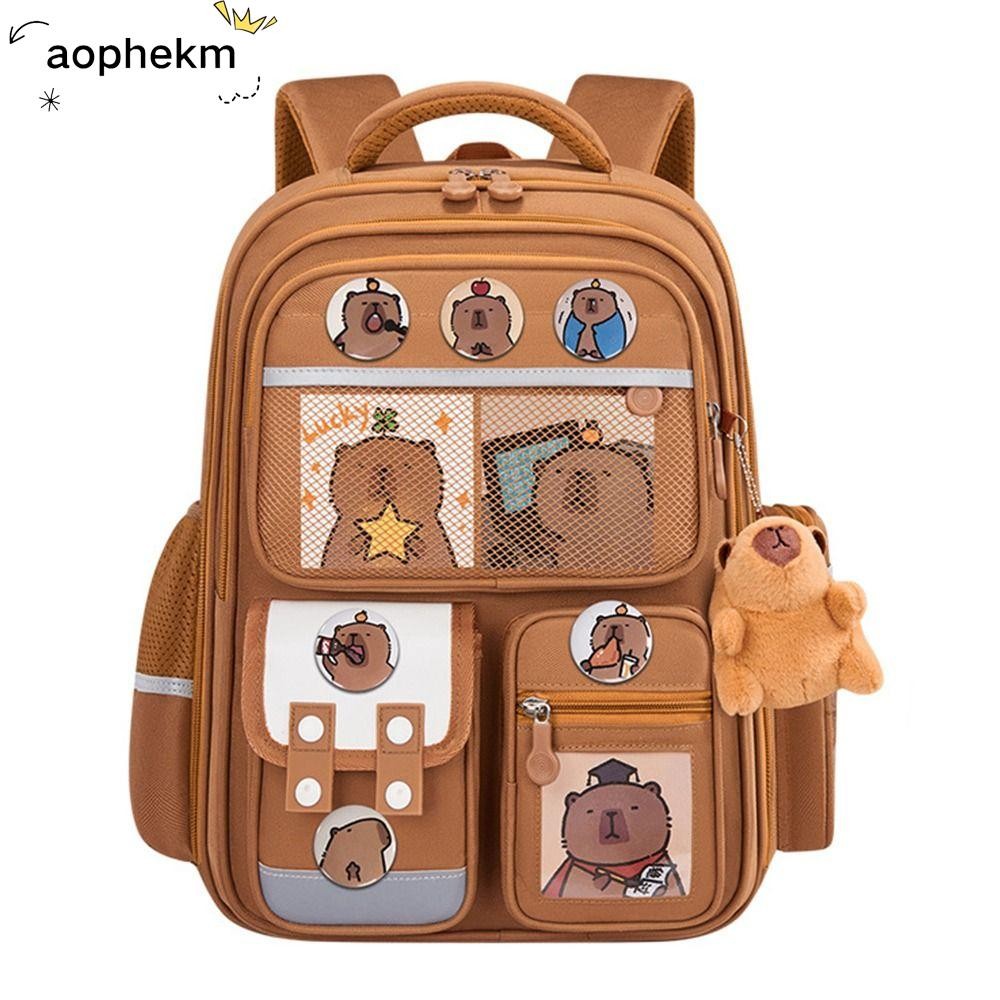 Mochila De Capivara AOPHEKM , Bolsa Escolar À Prova D'água De Grande Capacidade , Com Crachá De Cartão , Alças Largas em Oferta na Shopee