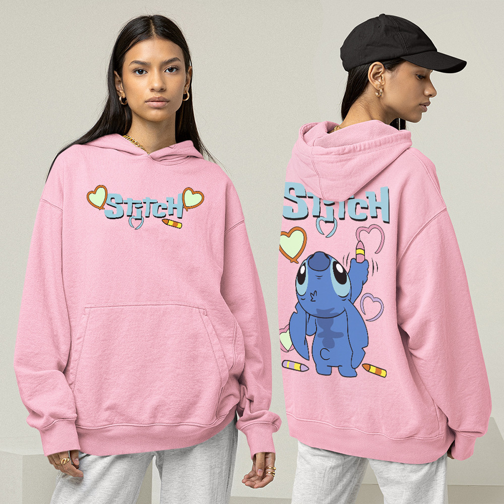 Blusa Moletom Lilo & Stitch Casaco Com Capuz Em Algodão Premium Desenho Fofo Presente Rosa