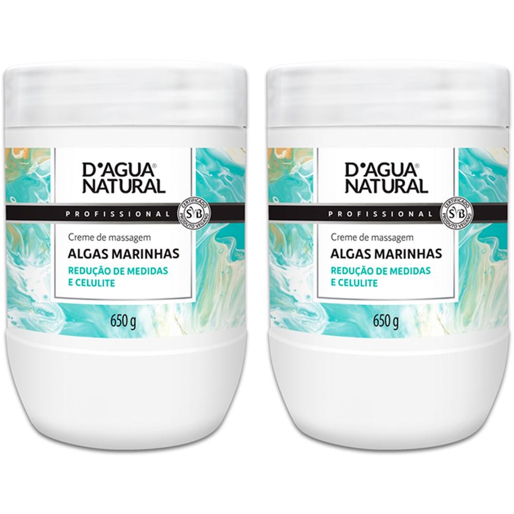 Imagem Kit 2 Potes Creme de Massagem Dagua Natural Algas Marinhas 650g Redução de Medidas e Celulite