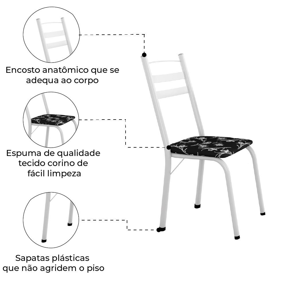 Detalhes do Conjunto Com 6 Cadeiras Tubular Itália Artefamol Branco