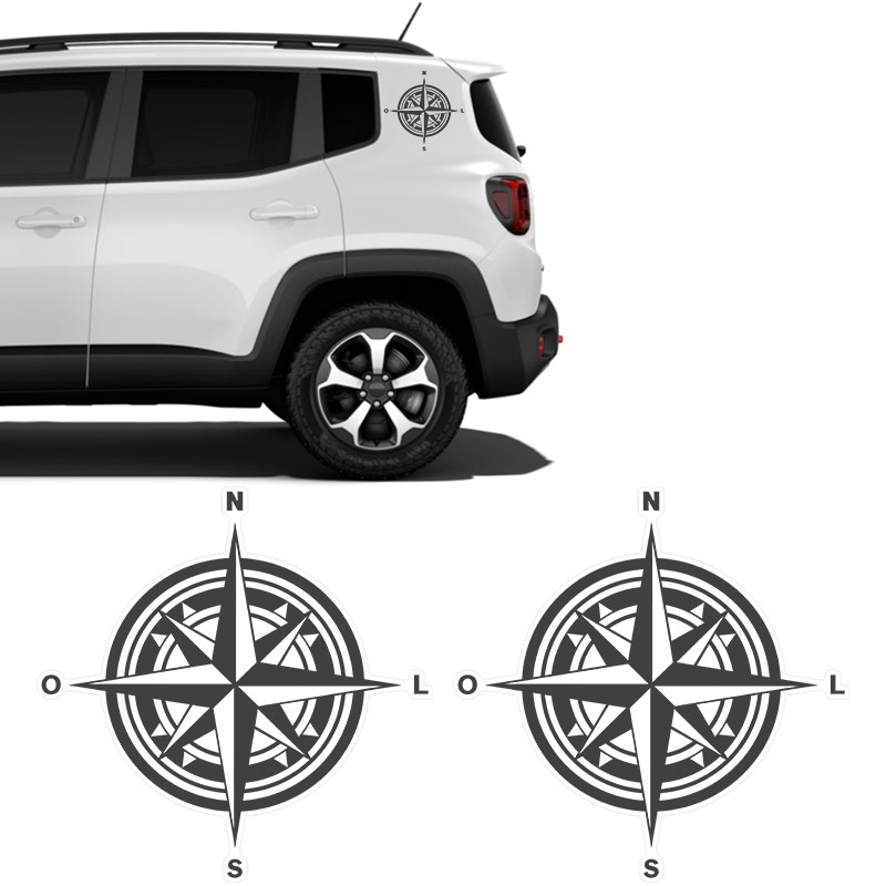 Adesivos Jeep Renegade Bussola Rosa Dos Ventos Grafite - Par em Oferta na Shopee