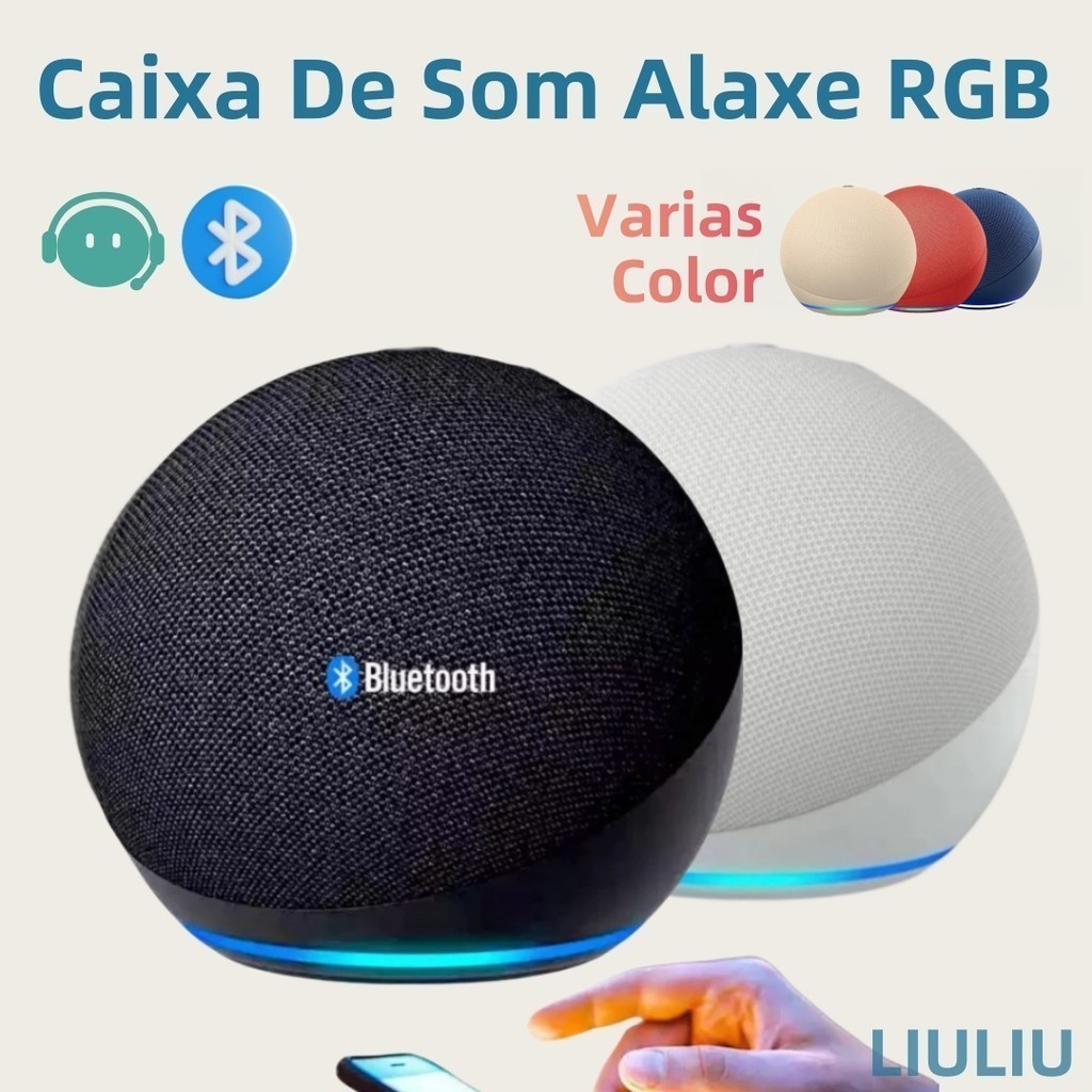 Imagem ORIGINAL-Caixa de Som Bluetooth 5W com LED Colorido Portátil Compatível com Alexa Rádio FM e USB