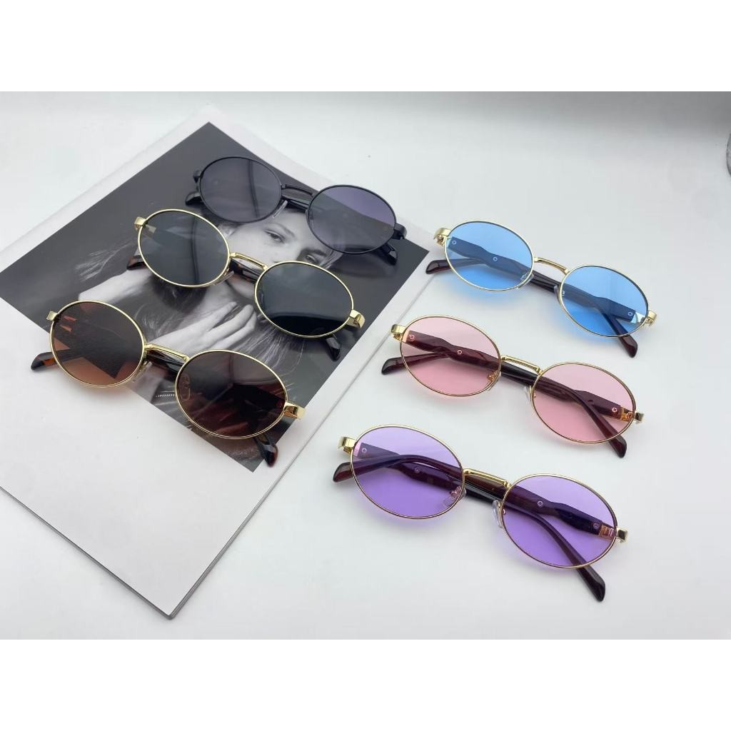 Óculos de sol unissex ovais, armações de metal mais vendidas UV400