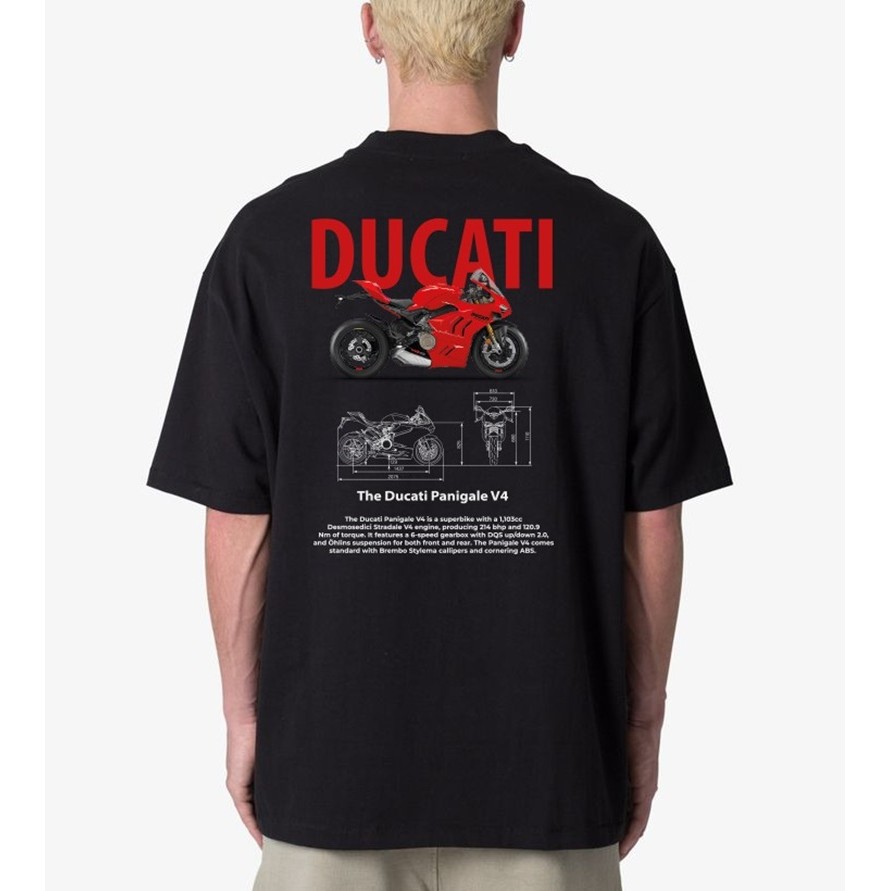 Camiseta Moto Ducati V4 Vermelha Estampa Nas Costas Esportiva Corrida Alto Desempenho Unissex