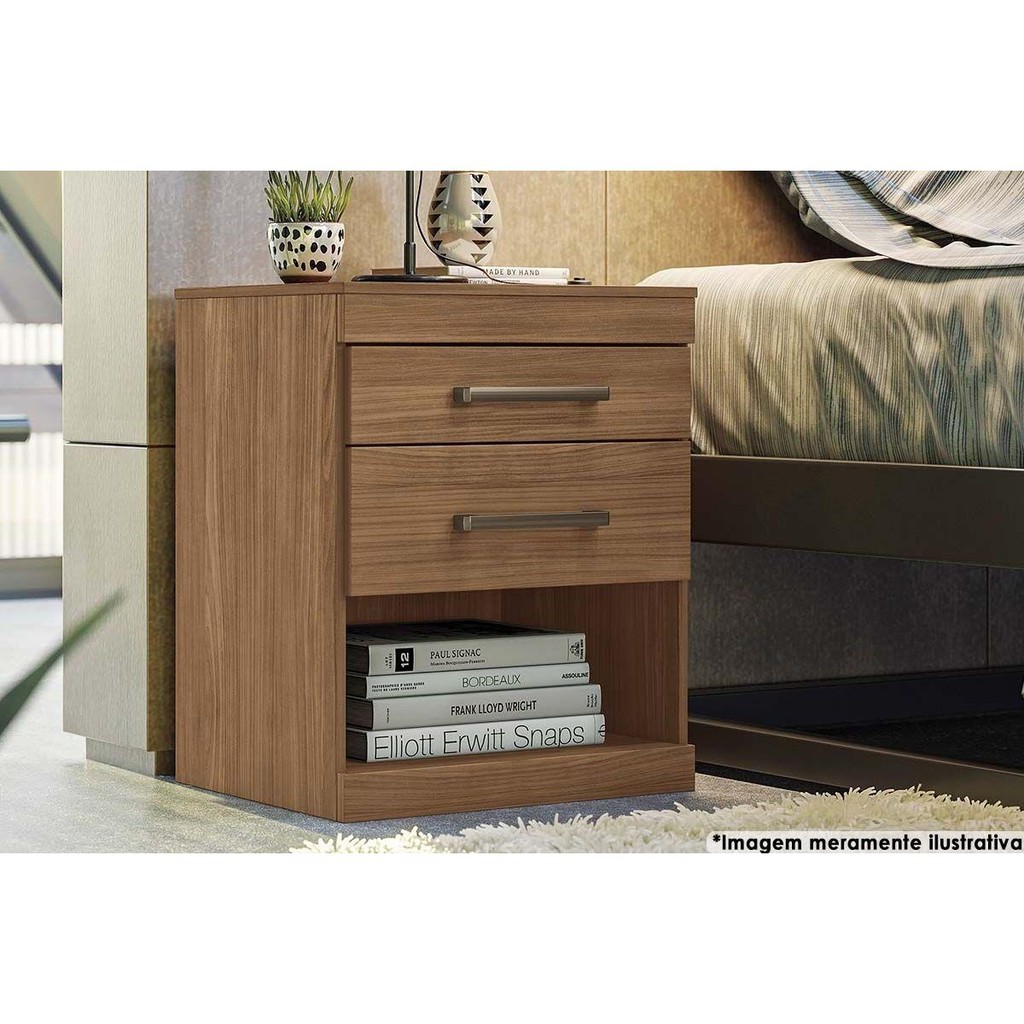 Mesa Cabeceira Casal Plus c/ 2 Gavetas Jatoba - Santos Andirá em Oferta na Shopee