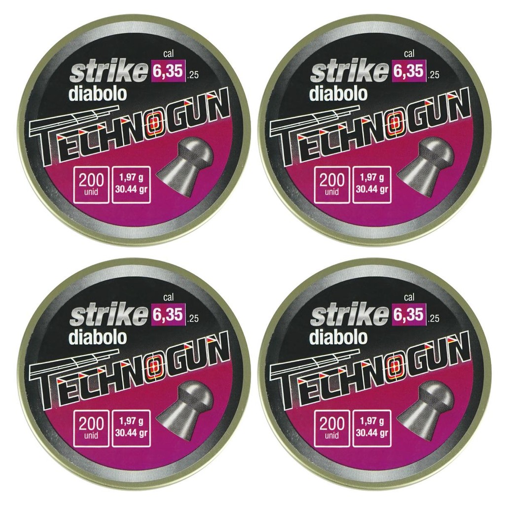 04 Chumbos 6.35 Munição Carabina Espingarda Technogun Strike - Sports & Outdoors