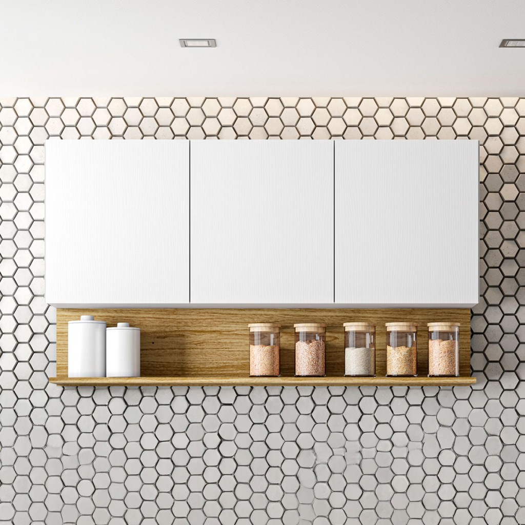 Armário Aéreo Cozinha 120 Cm Silver 3 Portas - Pnr Móveis em Oferta na Shopee