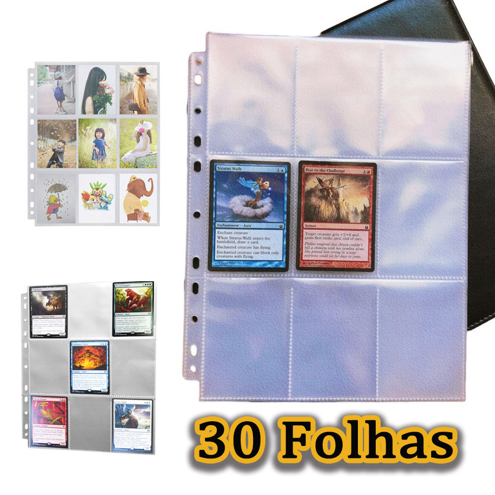 Kit 10/20/30 Folhas Página Do Álbum Do Binder Página Da Coleção De Cartas Do Álbum De Pokémon Yu-Gi-Oh