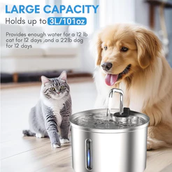 Aço Inoxidável Fonte para Gatos com Filtro 3L Dispensador de água para Cães Bebedouro Gato Automático Super Silencioso