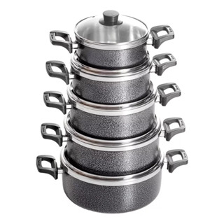 Jogo Kit de Panelas grosso de Aluminio com Tampa de vidro 5 pecas em Oferta na Shopee