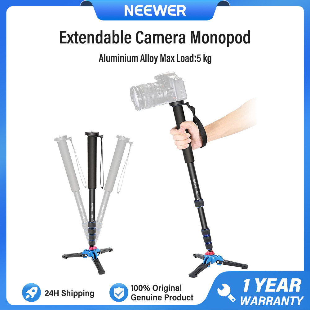 NEEWER Liga De Alumínio Monopé Extensível Para Câmera, Com Suporte Removível E Dobrável , Carga Máxima 5kg , T222