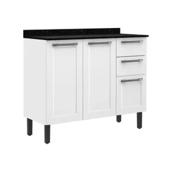 Balcão de Cozinha 3 Portas 2 Gavetas Itatiaia Florença de Aço 105cm Branco