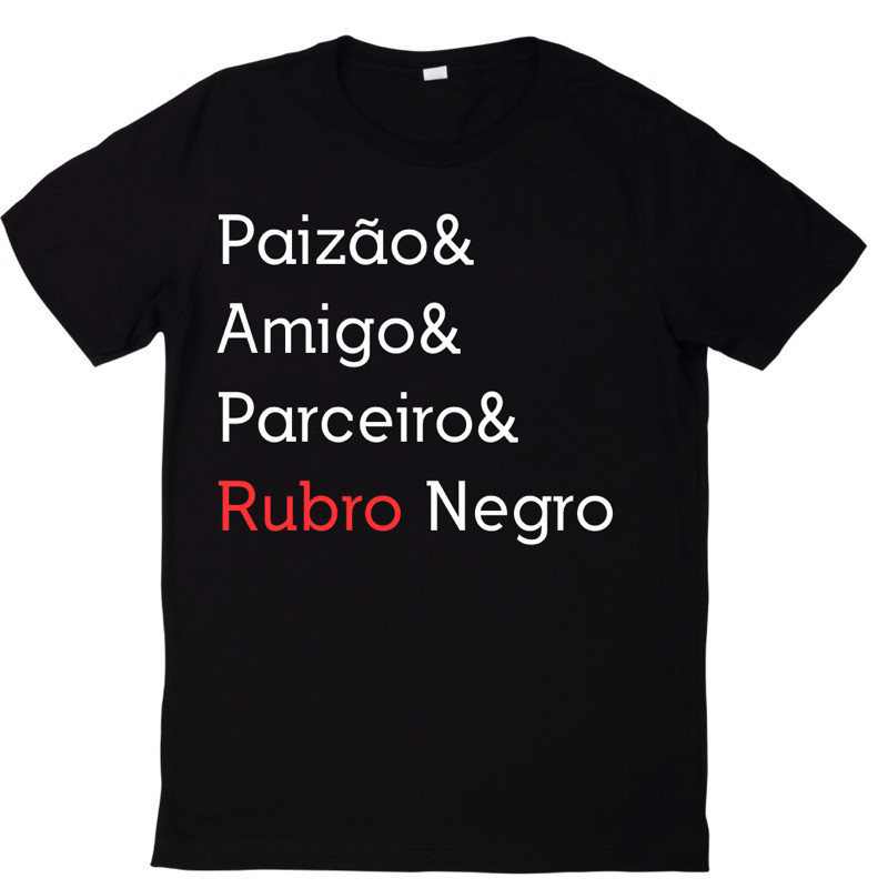 Camiseta Preto Masculina Paizão Amigo Parceiro e o Time do Coração Plus Size