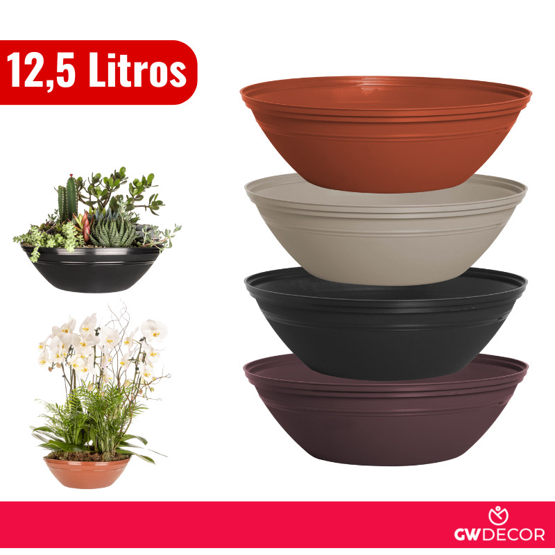 Vaso Terrário Suculentas e Plantas Grandes Jardim 12,5 Litros Redondo Reforçado em Oferta na Shopee