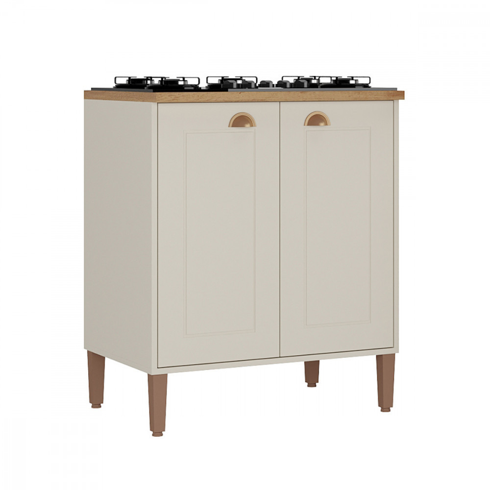 Balcão para Cooktop 4 Bocas 2 Portas Tunisia Off White e Canelato Atualle - Home & Living
