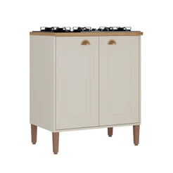 Balcão para Cooktop 4 Bocas 2 Portas Tunisia Off White e Canelato Atualle