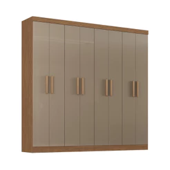 Guarda Roupa Casal 8 Portas Petropolis Amadeirado com Reflecta Atualle