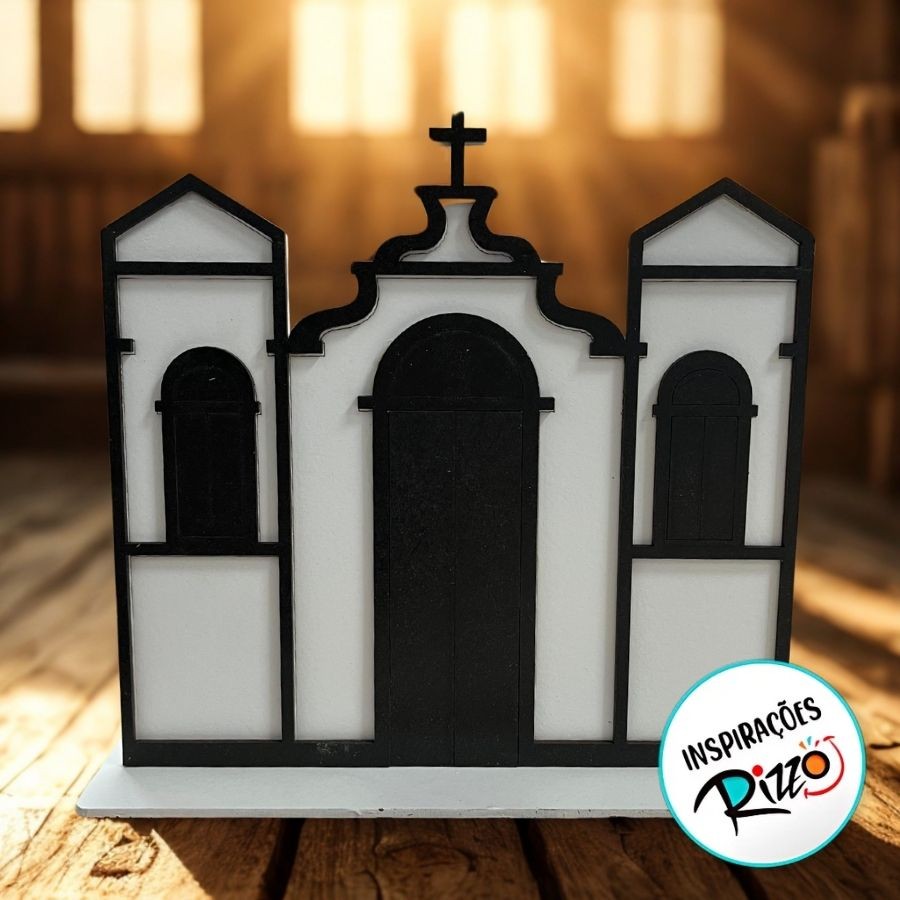 Igreja em MDF De Festa Junina - Branco - 21x20cm - 1 unidade - Rizzo em Oferta na Shopee