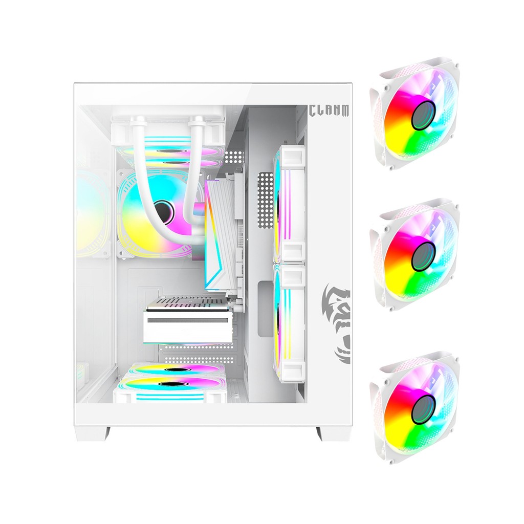 Gabinete Gamer Aquário, Micro-ATX/ITX, Com 3 Fans Branco