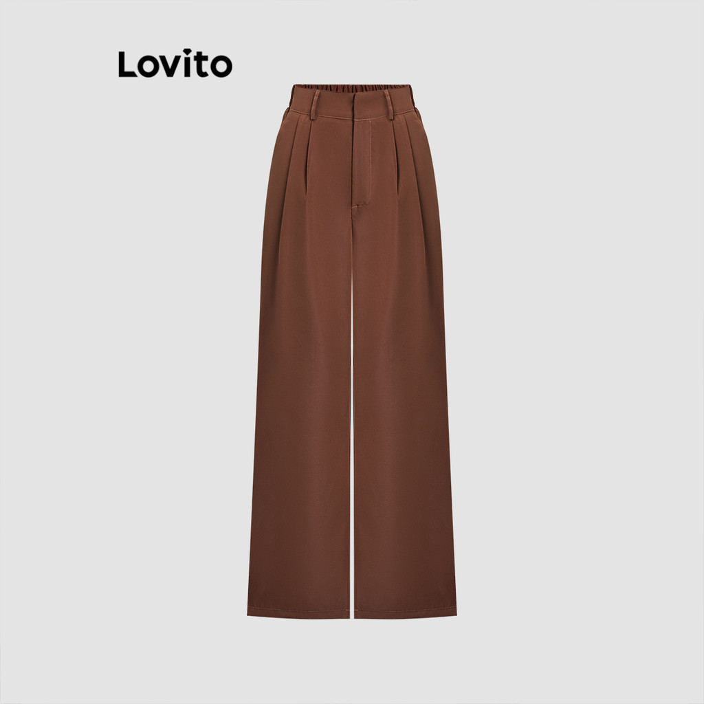 Lovito Calça Casual Lisa com Botões para Mulheres L116MD016 - Women Clothes