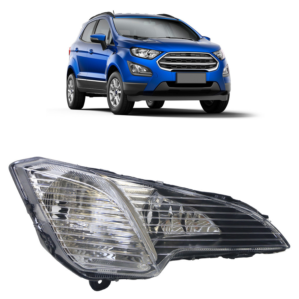 Farol Milha Ecosport 2017 2018 2019 2020 Carcaça Preto Encaixe H8 Lente Estriada - Spare Parts and Accessories for Vehicles