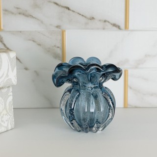 Vaso Lyor Italy de Vidro Azul 11cm x 9cm x 11,5cm em Oferta na Shopee
