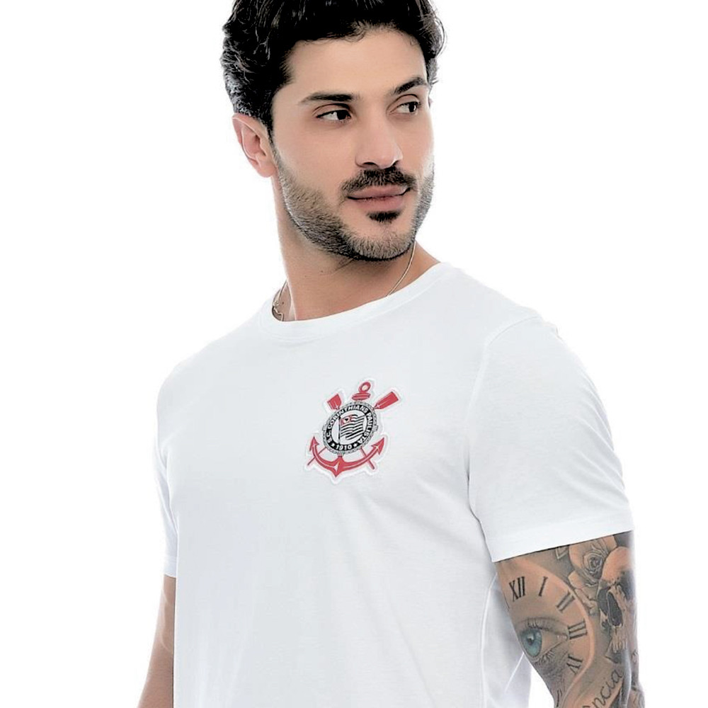 Camisa Torcedor Corinthians Algodão Branca Masculina Oficial em Oferta na Shopee