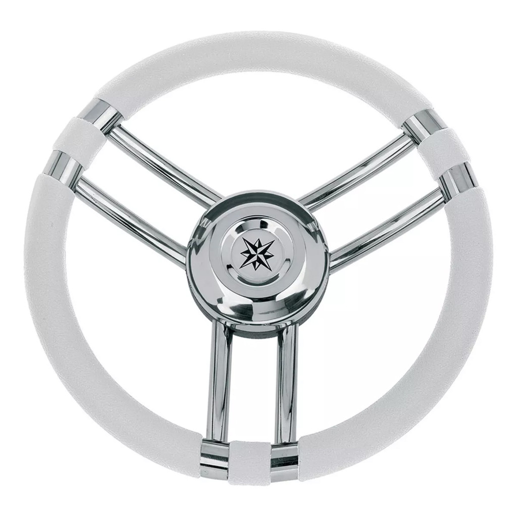 Volante Náutico Savoretti Inox T21W-35 Grip Branco Lanchas