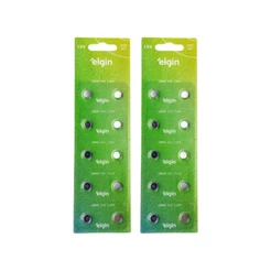 Kit 20 Baterias Pilhas Alcalina Lr621 1,5v 2 Cartelas Elgin