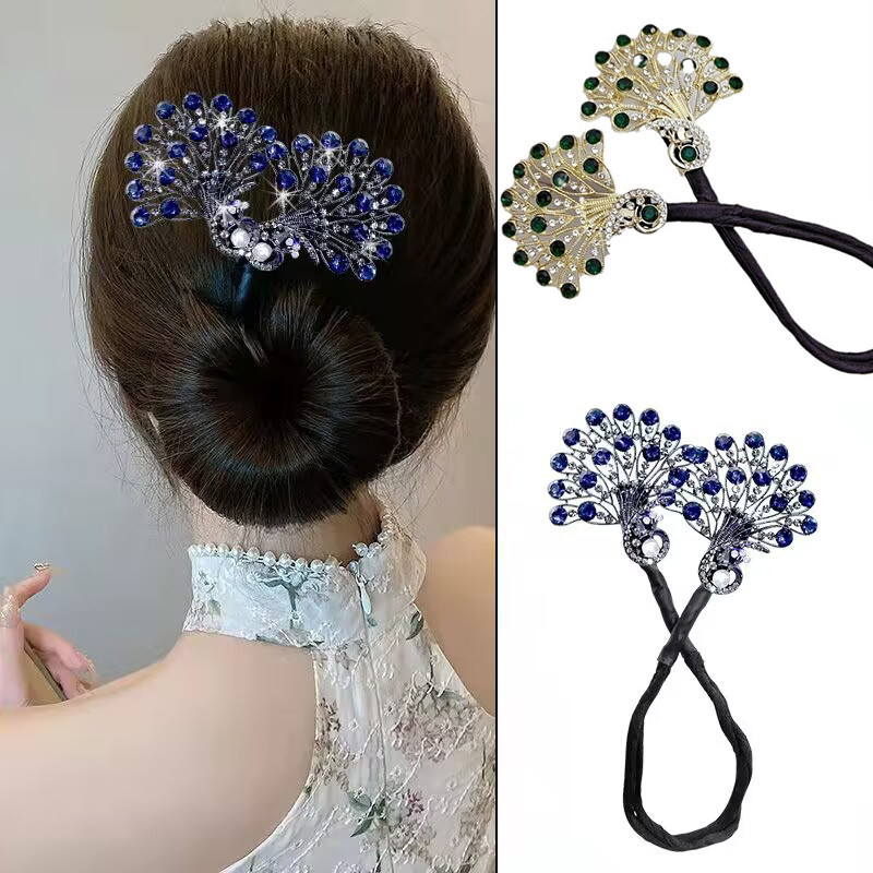 Estilo Chinês Pavão Torção Clipe Retro Temperamento Almôndega Grampo De Cabelo Internet Celebridade Acessórios Para O He