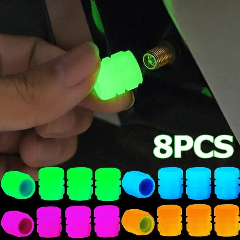 1/4/8 Pçs Tampas De Válvula Luminosas Fluorescente Noite Brilhante Carro Motocicleta Bicicleta Roda Pneu Hub Luminosa em Oferta na Shopee