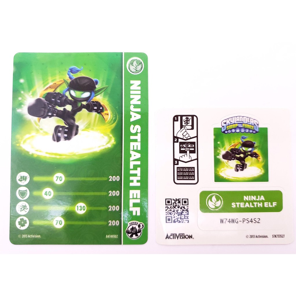 Card e Adesivo Skylanders Swap Force Ninja Stealth Elf TCG
