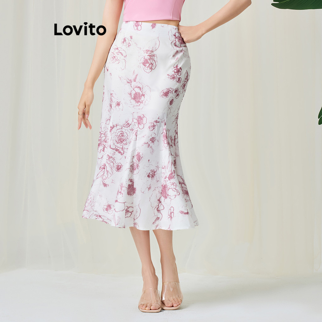 Lovito Saias florais elegantes para mulheres L113MD105 - Women Clothes
