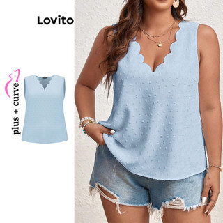 Lovito Blusa Plus Size Casual Polka Dot Shell Jacquard para Mulheres LBL16520 em Oferta na Shopee