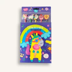 Colorir é divertido - Se divirta com 50 adesivos + Lápis + Borracha | Unicórnios