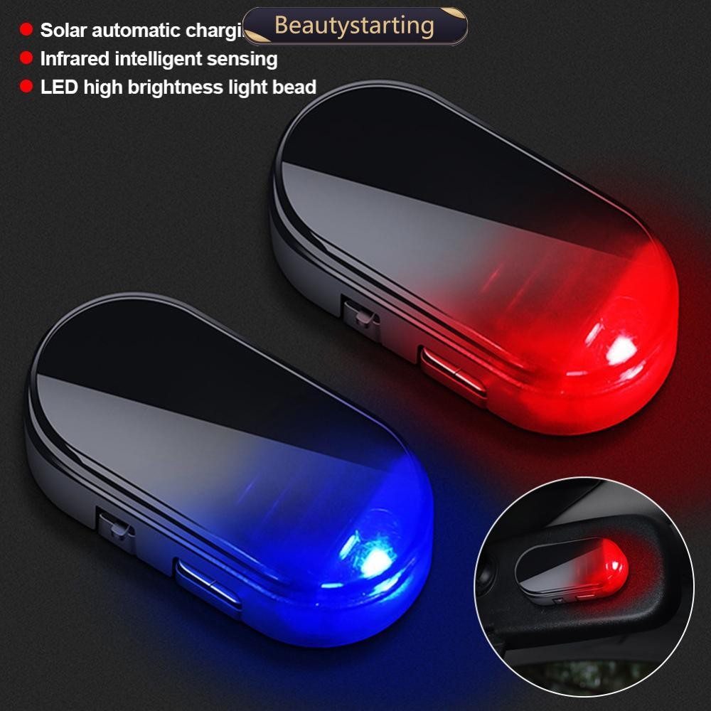 BEAUTYSTARTING LED Carro Energia Solar Sem Fio Anti-Roubo Luz De Advertência Lâmpada De Cuidado Alarme Falso Piscando De em Oferta na Shopee