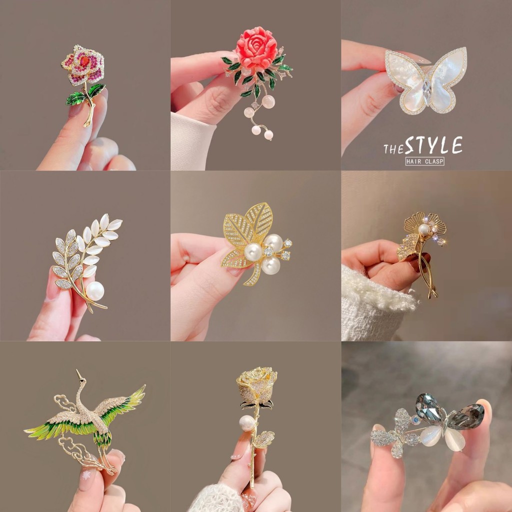 Broche de Borboleta/Broche de Coração/Broche de Pérola Fixo para Roupas Conjunto Acessórios de Festa Femininos Pin