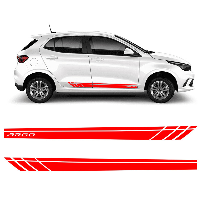 Faixa Lateral Fiat Argo 2018 2019 2020 2021 Adesivo Vermelho em Oferta na Shopee