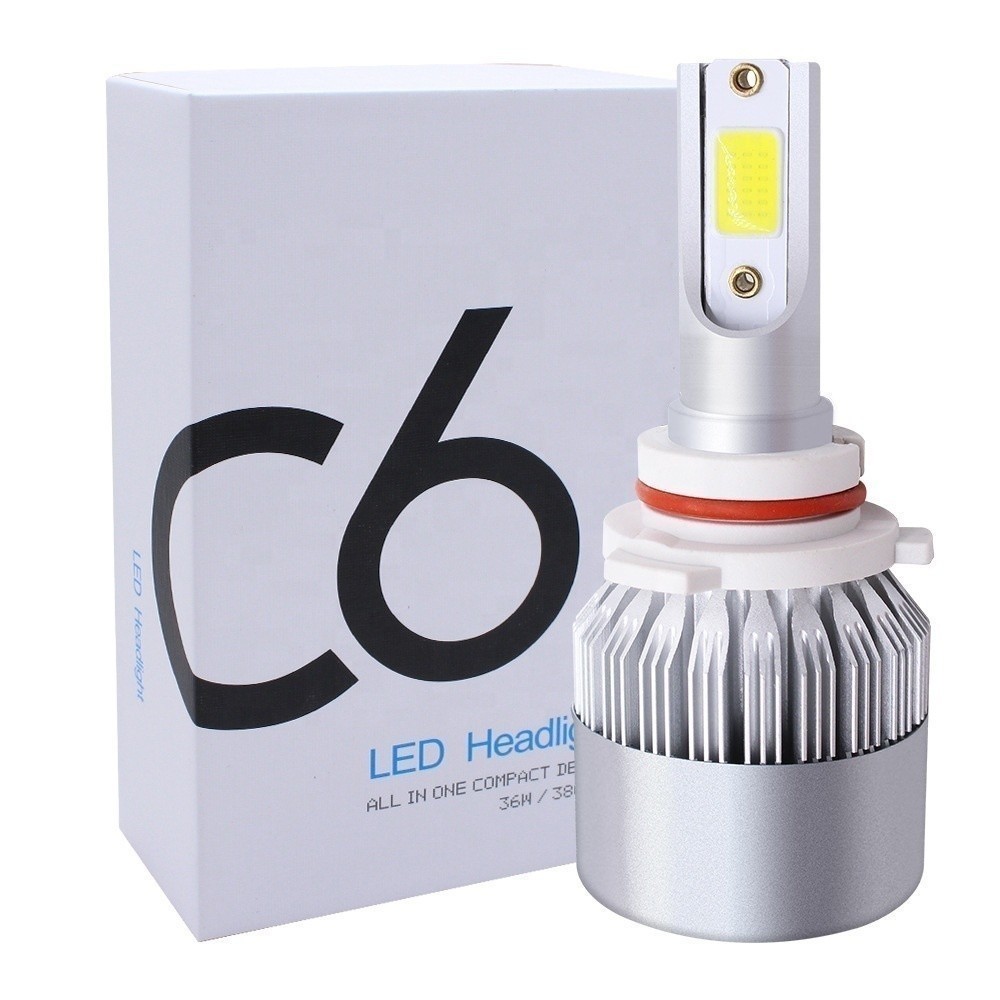 Par de Lâmpadas C6 Super Led 6000K H1 H3 H4 H7 H11 H13 H16 H27 HB3 HB4 12V a 24V