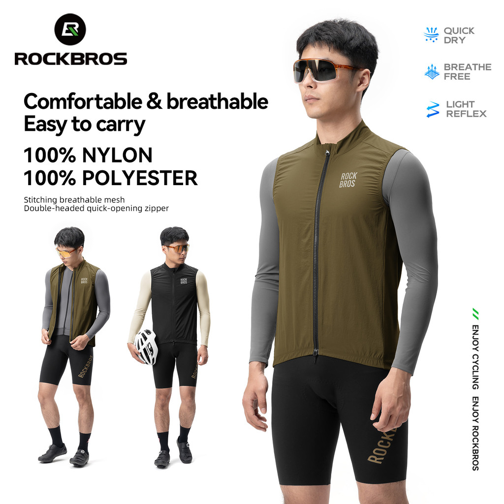 ROCKBROS Colete Sem Mangas À Prova De Vento , Leve , Confortável , Respirável , Transpiração , Primavera Verão , Jaqueta