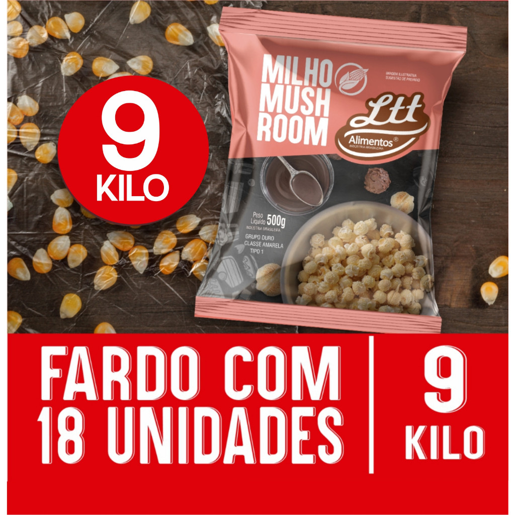 Milho Mushroom 9kg Pipoca Especial Gourmet Ltt Alimentos 9kg