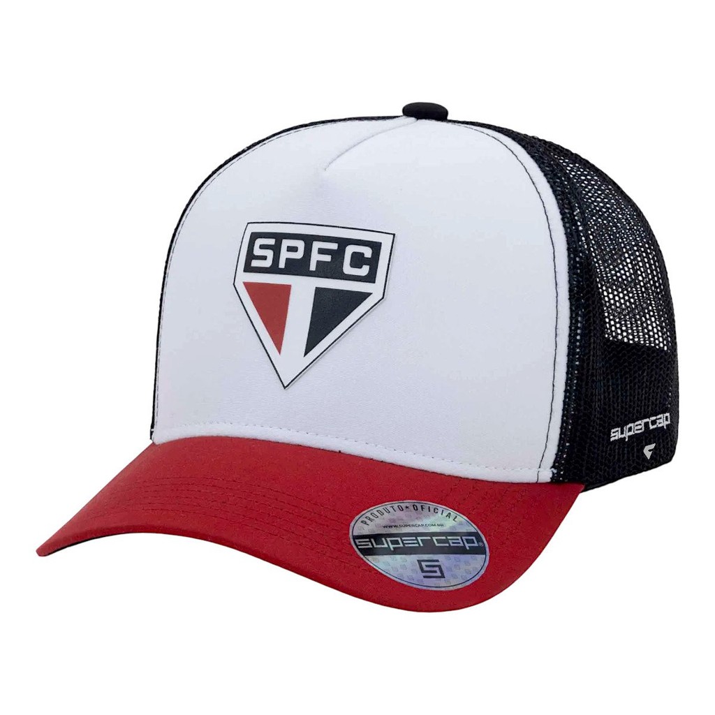 Boné Supercap São Paulo Trucker Silk Frente e Bord Lateral Microfibra U