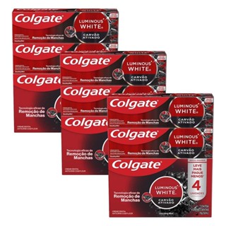 Kit 3 Pack Creme Dental Colgate Luminous White Carvão Ativado 4un de 70g em Oferta na Shopee