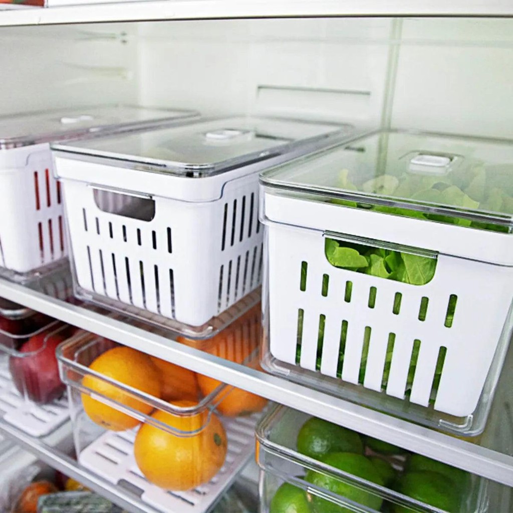 Kit de organizadores de geladeira com cesto Ou 3 peças em Oferta na Shopee