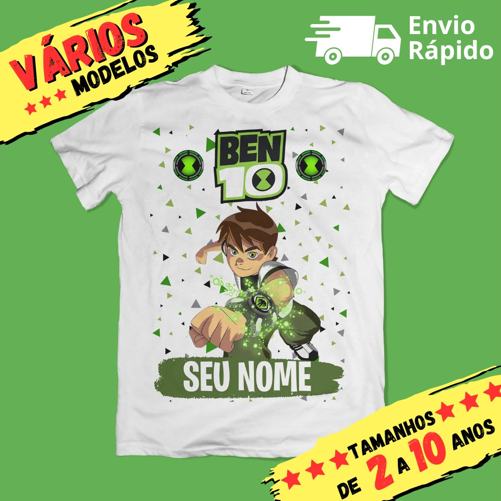 Camisa Camiseta Infantil Unissex Ben 10 Personalizada com nome (opcional) 9 Modelos Envio Imediato
